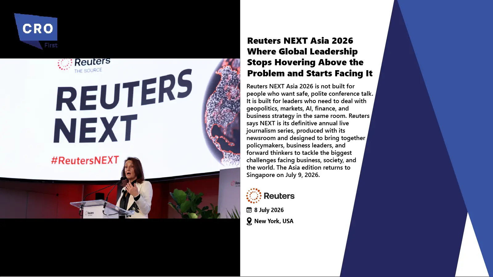 Reuters NEXT Asia 2026 Where Global Leadership Stops Hovering Above the Problem and Starts Facing It