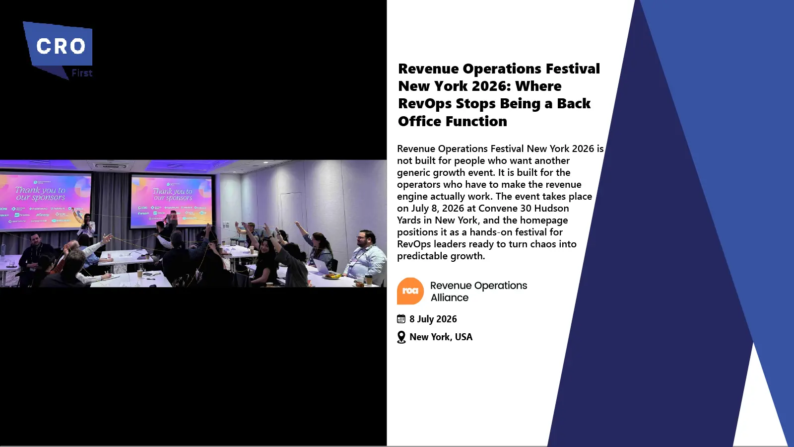 Revenue Operations Festival New York 2026: Where RevOps Stops Being a Back Office Function